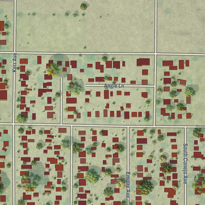 Close-up of the map of Airport, California print showing street and building detail