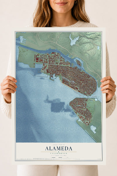 Map of Alameda, California, 18 x 24 inch unframed archival matte print