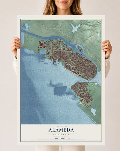 Map of Alameda, California, 24 x 36 inch unframed archival matte print