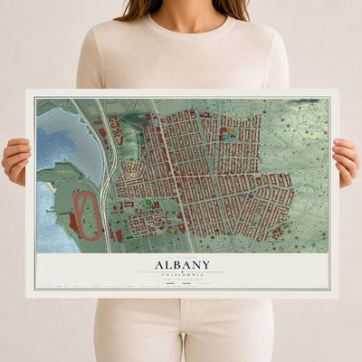 Map of Albany, California, 12 x 18 inch unframed archival matte print