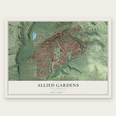 Allied Gardens, California map print, the full design