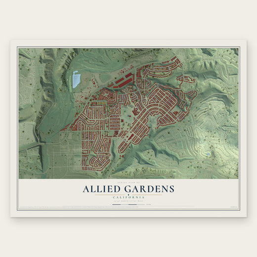 Allied Gardens, California map print, the full design
