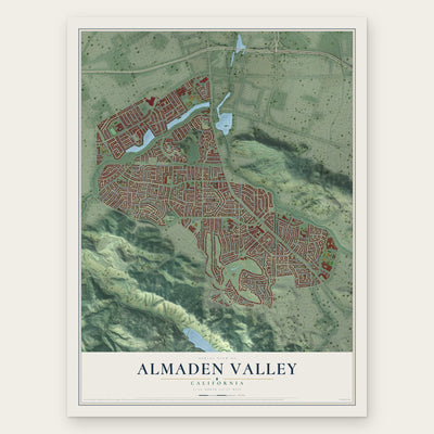 Almaden Valley, California map print, the full design