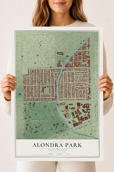 Map of Alondra Park, California, 18 x 24 inch unframed archival matte print