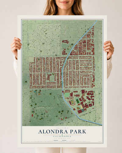 Map of Alondra Park, California, 24 x 36 inch unframed archival matte print
