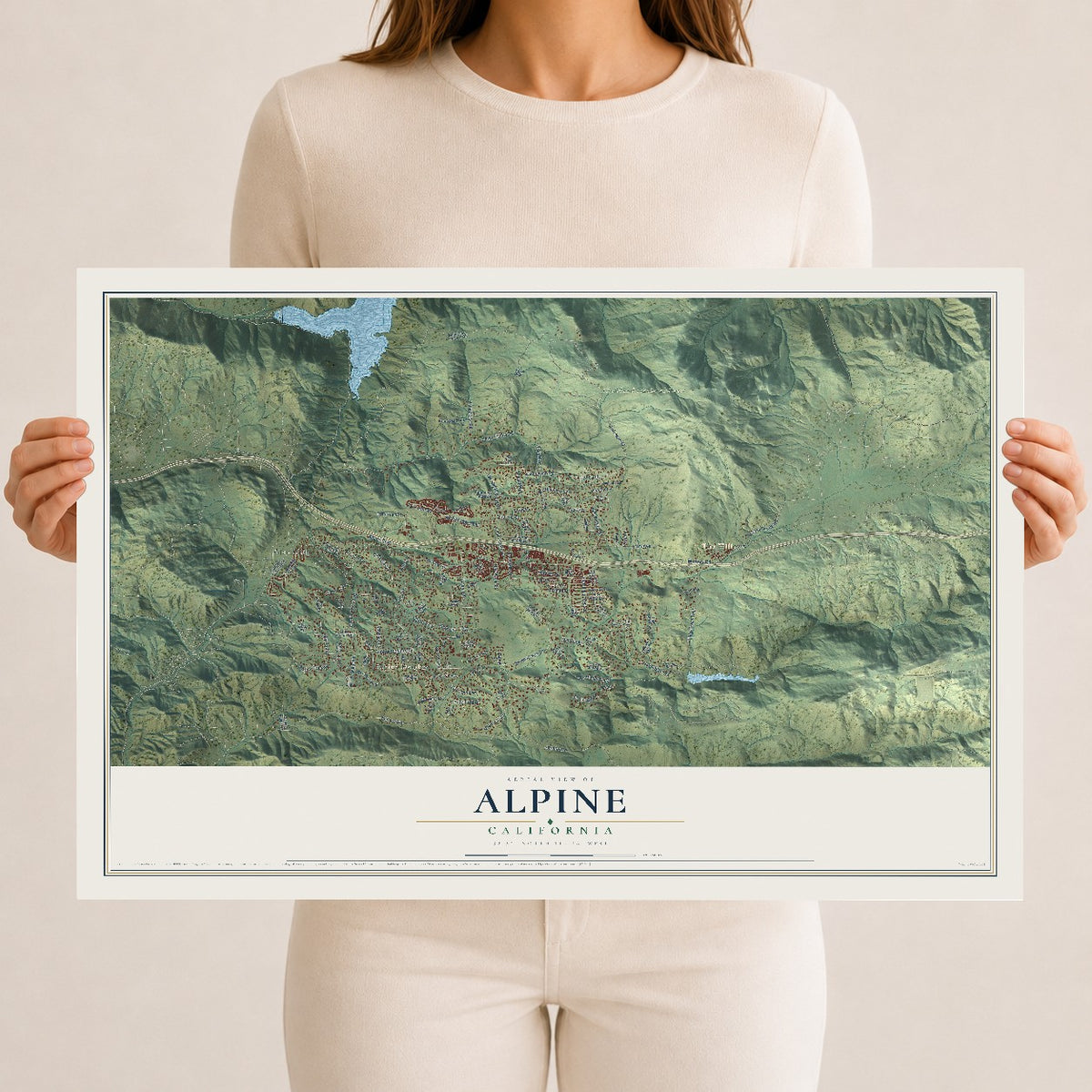 Map of Alpine, California, 12 x 18 inch unframed archival matte print