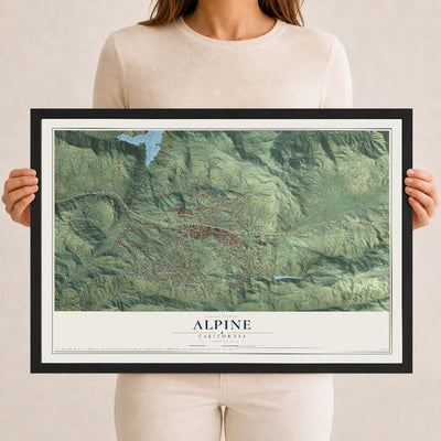 Map of Alpine, California, 12 x 18 inch print in a black wood frame