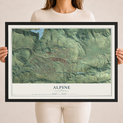 Map of Alpine, California, 18 x 24 inch print in a black wood frame