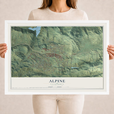 Map of Alpine, California, 18 x 24 inch print in a white wood frame