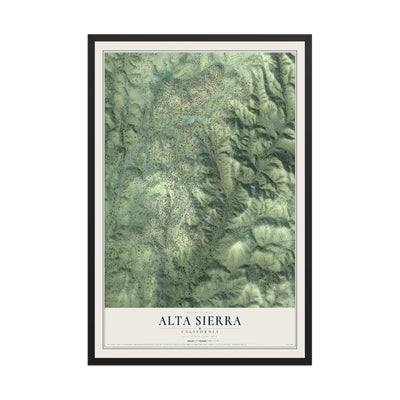 Map of Alta Sierra, California, 12 x 18 inch print in a black wood frame