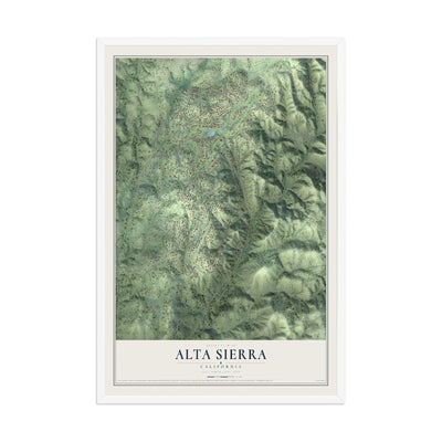 Map of Alta Sierra, California, 12 x 18 inch print in a white wood frame
