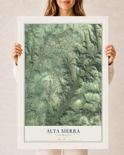 Map of Alta Sierra, California, 24 x 36 inch print in a white wood frame