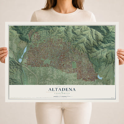 Map of Altadena, California, 18 x 24 inch unframed archival matte print