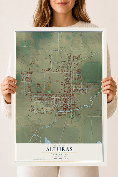 Map of Alturas, California, 18 x 24 inch unframed archival matte print