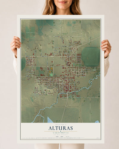 Map of Alturas, California, 24 x 36 inch unframed archival matte print