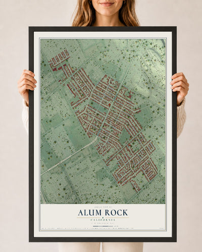 Map of Alum Rock, California, 24 x 36 inch print in a black wood frame