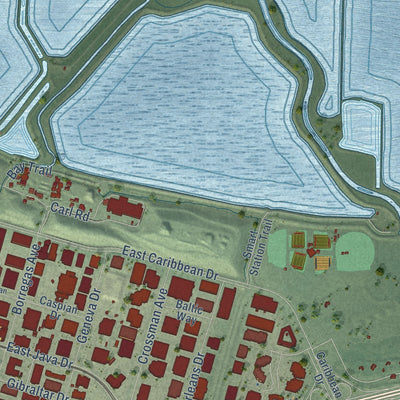 Close-up of the map of Alviso, California print showing street and building detail