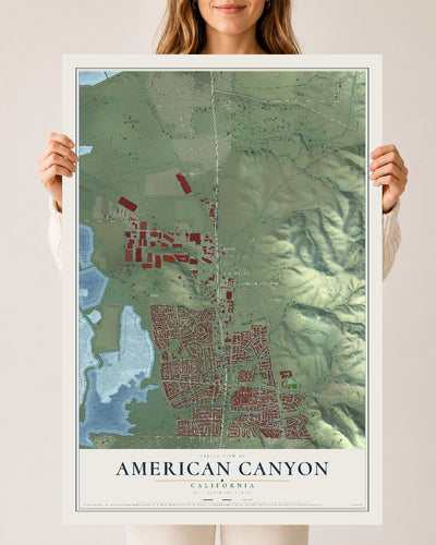 Map of American Canyon, California, 24 x 36 inch unframed archival matte print