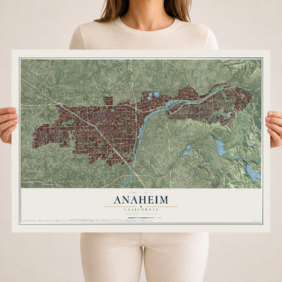 Map of Anaheim, California, 18 x 24 inch unframed archival matte print