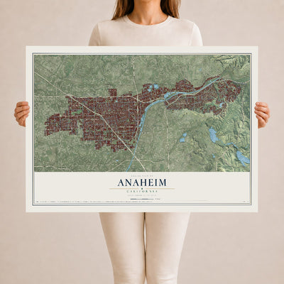 Map of Anaheim, California, 24 x 36 inch unframed archival matte print
