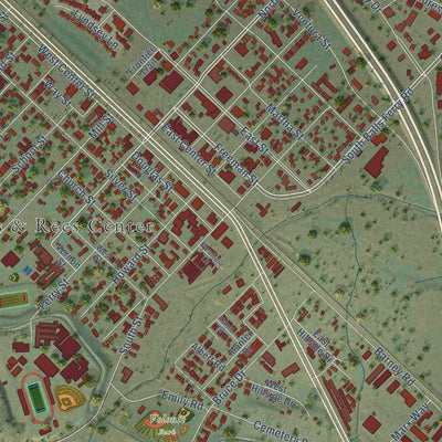 Close-up of the map of Anderson, California print showing street and building detail