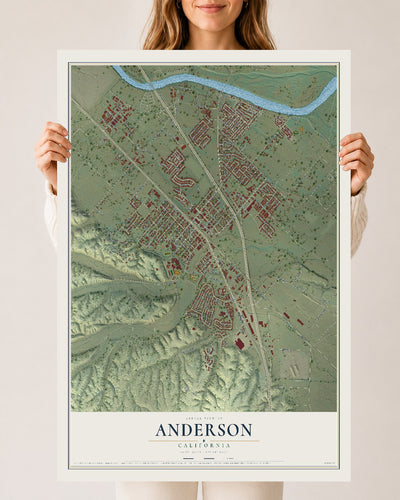 Map of Anderson, California, 24 x 36 inch unframed archival matte print