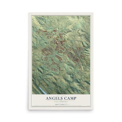 Map of Angels Camp, California, 12 x 18 inch unframed archival matte print