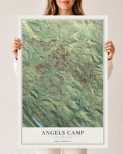 Map of Angels Camp, California, 24 x 36 inch unframed archival matte print