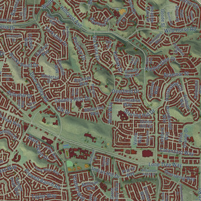 Close-up of the map of Antioch, California print showing street and building detail