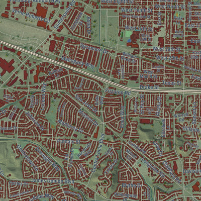 Second close-up of the map of Antioch, California print showing more streets and buildings