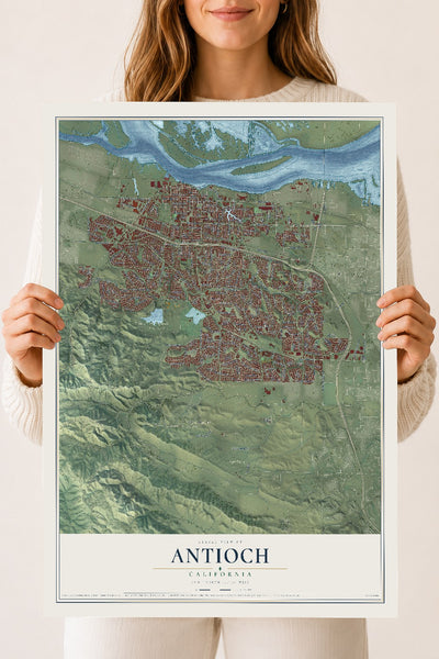 Map of Antioch, California, 18 x 24 inch unframed archival matte print