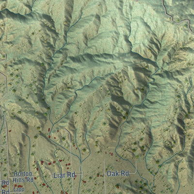Close-up of the map of Anza, California print showing street and building detail