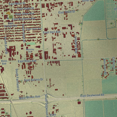Close-up of the map of Anza, Imperial County, California print showing street and building detail