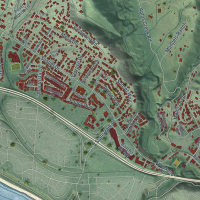 Close-up of the map of Aptos, California print showing street and building detail