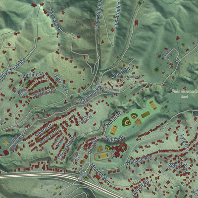 Second close-up of the map of Aptos, California print showing more streets and buildings