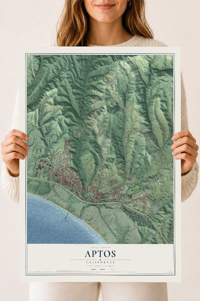 Map of Aptos, California, 18 x 24 inch unframed archival matte print