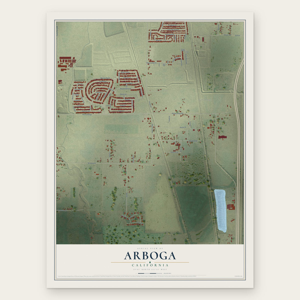 Arboga, California map print, the full design