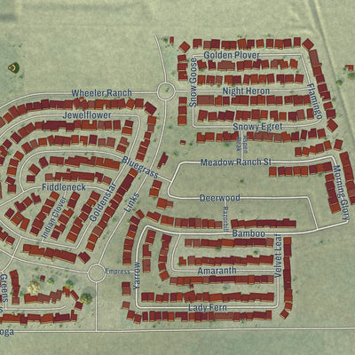 Close-up of the map of Arboga, California print showing street and building detail