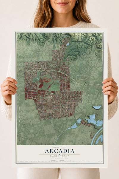 Map of Arcadia, California, 18 x 24 inch unframed archival matte print