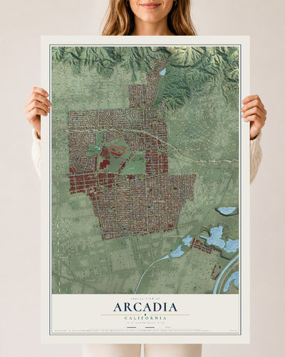 Map of Arcadia, California, 24 x 36 inch unframed archival matte print