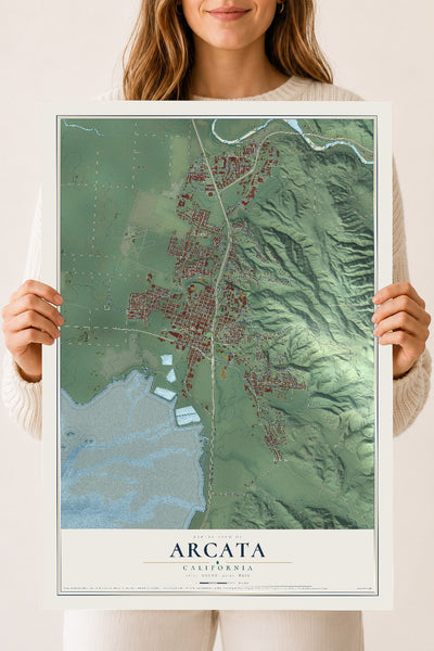 Map of Arcata, California, 18 x 24 inch unframed archival matte print