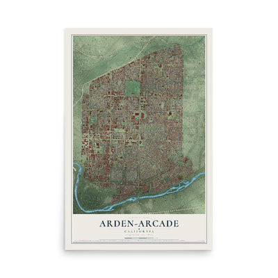 Map of Arden-Arcade, California, 12 x 18 inch unframed archival matte print