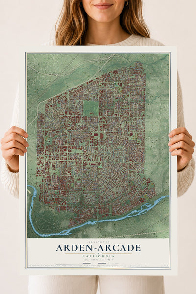 Map of Arden-Arcade, California, 18 x 24 inch unframed archival matte print