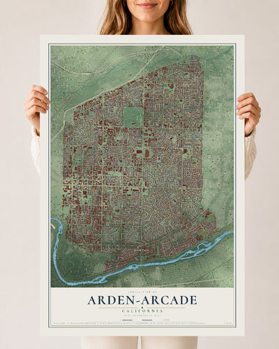 Map of Arden-Arcade, California, 24 x 36 inch unframed archival matte print
