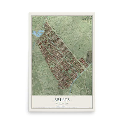 Map of Arleta, California, 12 x 18 inch unframed archival matte print