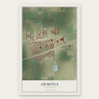 Armona, California map print, the full design