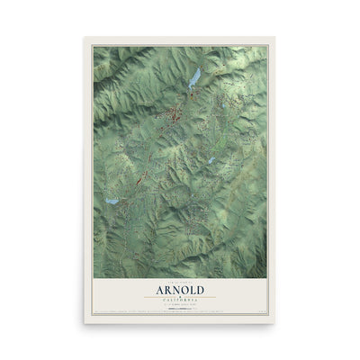 Map of Arnold, California, 12 x 18 inch unframed archival matte print