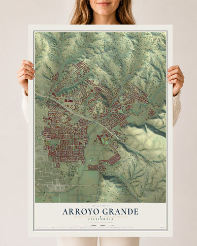 Map of Arroyo Grande, California, 24 x 36 inch unframed archival matte print