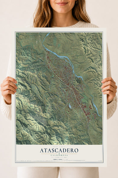 Map of Atascadero, California, 18 x 24 inch unframed archival matte print