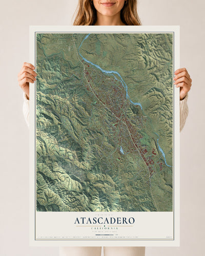 Map of Atascadero, California, 24 x 36 inch unframed archival matte print